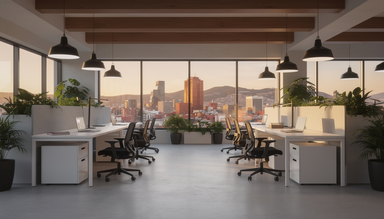 Espacio de coworking moderno en Ciudad de México con luz natural